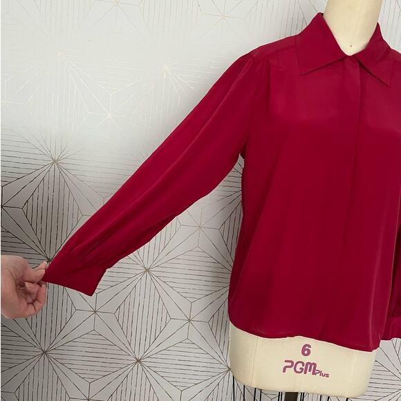 Vintage Josephine Red Button down Blouse Flowy Casual Sz 6 - Picture 4 of 11